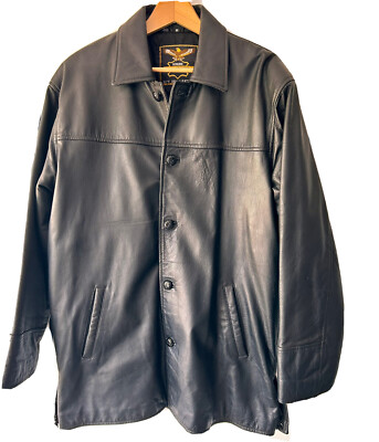 CITY OF LEATHER Men’s Leather Jacket Size Medium 44” Chest Leather Buttons  UK