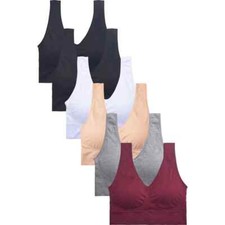 6 Pack Womens Seamless Sports Push Up Bra BR0...
