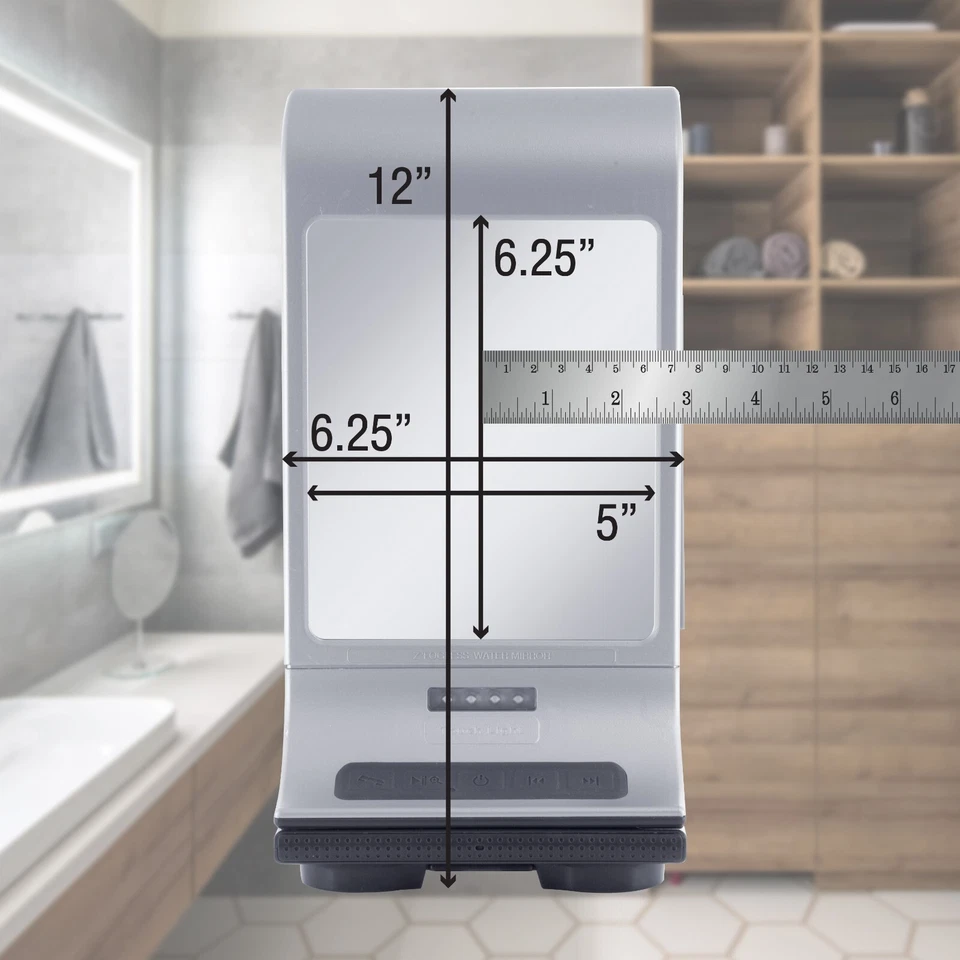 Zadro Fogless Lighted Shower Mirrors w/ Wall Mount & Bluetooth Speaker - Image 2 of 4