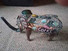 Elephant Cork Caddy Holder Metal And Glass Stones Oak & Olive Home Bar Decor