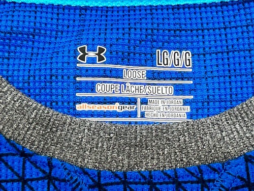 Men's LRG Under Armour Thermal Raglan Blue Gray Geometic Shirt Long Sleeve - Picture 4 of 6