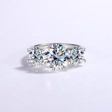 5CT Round Cut VVS D Moissanite Wedding Engagement Women Ring 925 Sterling Silver