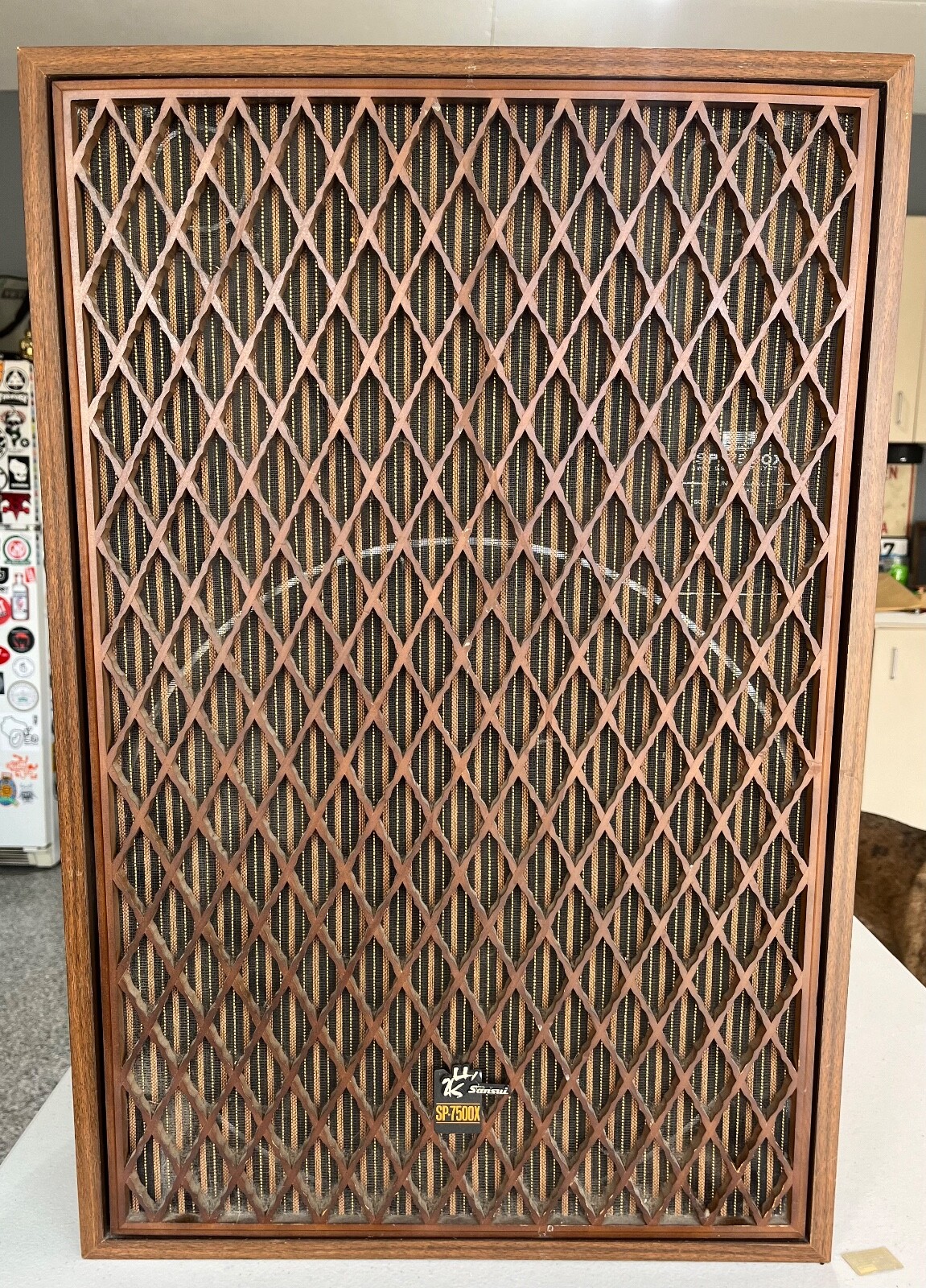 Vintage Speakers Sansui SP 7500X 4 Way Walnut Speaker Set Lattice