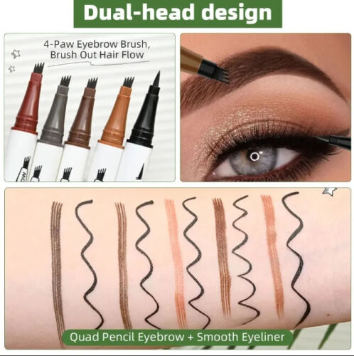 2 in1 Double Head Eye liner Brow Pencil Make up Waterproof Eyeliner Eyebrow Pen - Picture 2 of 16