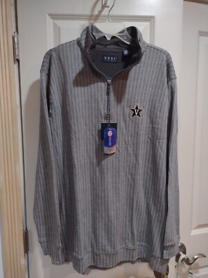 Vanderbilt Commodores Men's Long Sleeve Pullover Grey Herringbone Size Large 