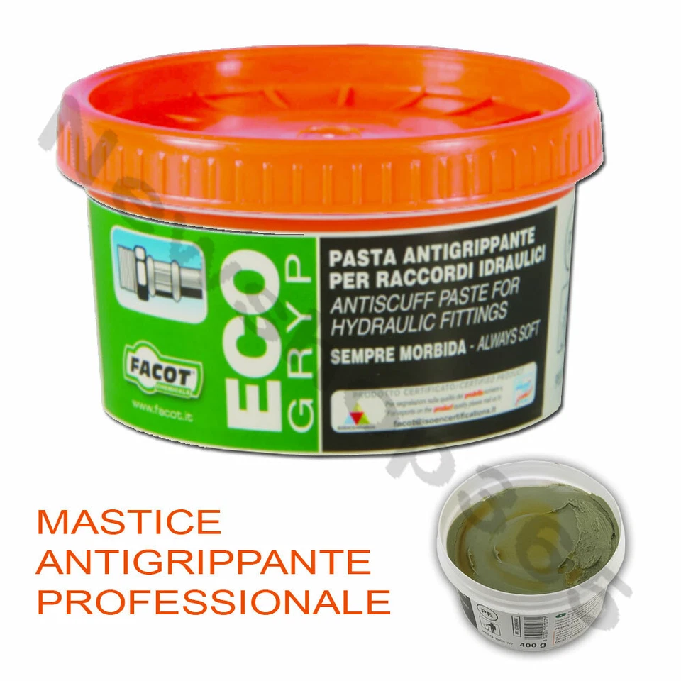 Pasta verde mastice per raccordi idraulici canapa Ecogryp FACOT barattolo 400g