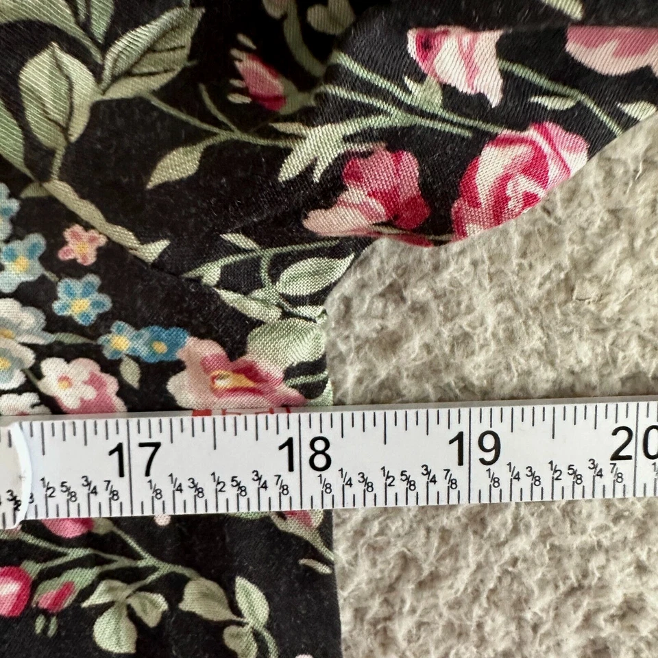 Винтажный Eileen West макси платье sz 8 цветочный плиссированные Midi черный контраст 80-х - Изображение 3 из 4