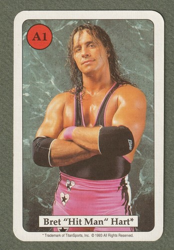Bret "Hit Man" Hart 1993 Catcher Quartett Card A1 Series 8 Amigo ULTRA RARE WWF - Picture 2 of 3
