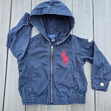 Polo Ralph Lauren Hooded Full Zip Jacket, Navy Blue, Polo Big Pony, Boys Size 2T