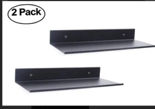 2x Small Floating Shelves, Mini Wall Shelf Aluminum Wall Mount Matte Black 12"