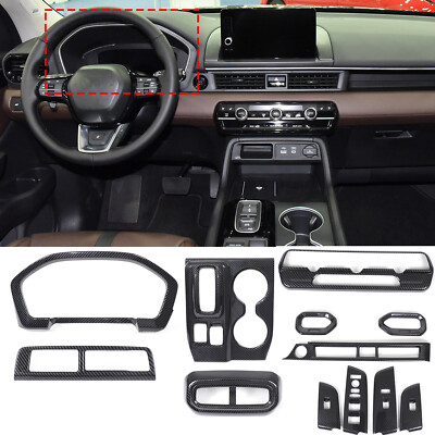 Carbon Fiber ABS Interior Central Dash Trim Cover  Kit For Honda Pilot 2023-2024