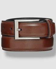 Alfani Men's Brown Leather Feather Edge Stitch Dress Belt Sz 42