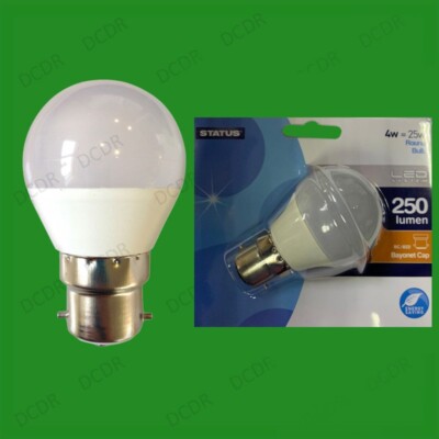 4x 4W = 25W LED Pearl Runde Golf Glühbirnen BC B22 Lampe 2700K Bajonettverschluss