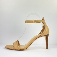 Michael Kors Women's Sandal Stud Scallop Pump Heels Leather Tan Nude Sz US 8 NEW