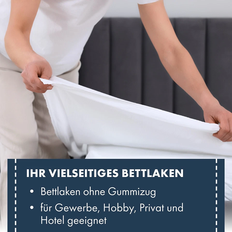 House cloth 150x250 cm bed sheet 100% cotton white 125 g/m² without elastic offer - Image 2 of 4