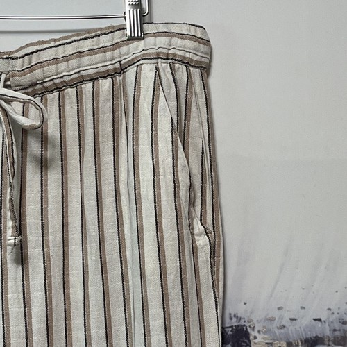 OLD NAVY Linen Blend Wide Leg Pants Women's Size L Grey Multi Stripe Beach BOHO - Picture 7 of 18