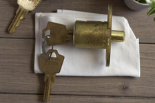 5 Vintage Brass Plunger Showcase Sliding Door Stock Locks w/Keys