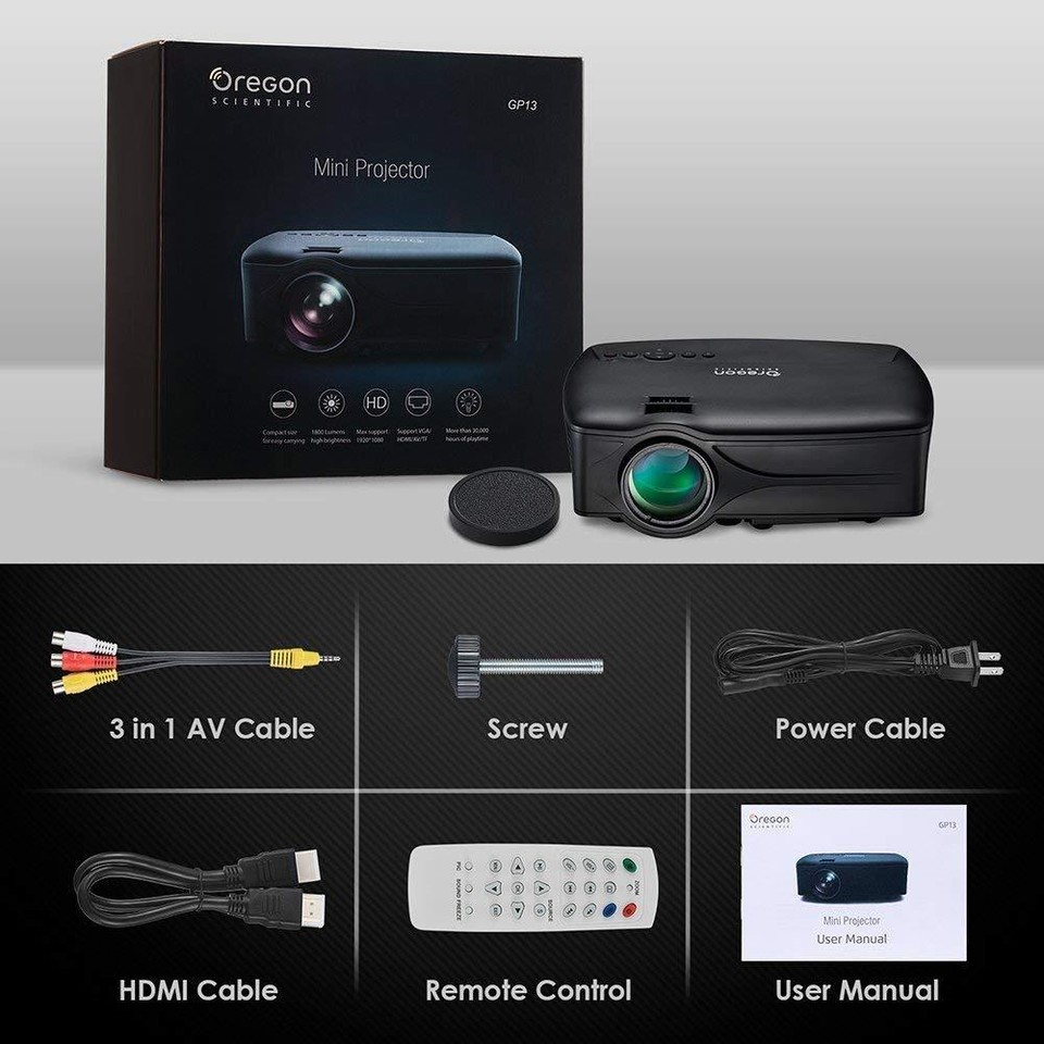 Oregon Scientific Full HD Mini LED Projector Home Cinema Movie 1080p ...