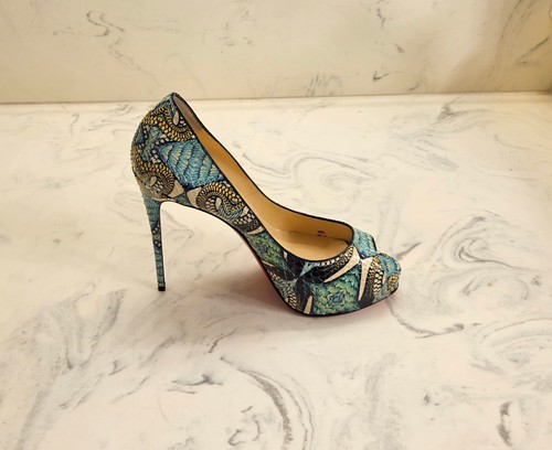 New! Christian Louboutin 'Python Inferno' Peep Toe Pumps 8 US 38 Eur. MSRP $995 - Picture 2 of 11