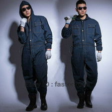 Mens Jumpsuit Denim Cotton Thicken Suits Welding Overalls Auto Repair Coveralls