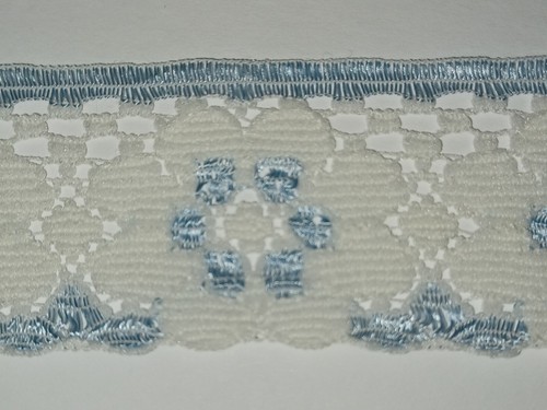 Lace 5 Yrds Lace Trim Blue White 1" Vintage - Picture 1 of 10