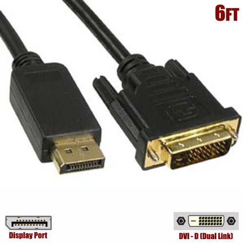3 6 15 FT Display Port DP Male to DVI-D Dual Link Male Cable Cord Gold MacBook - Picture 3 of 3