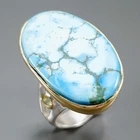 Jewelry gem 34 ct Natural Turquoise Ring 925 Sterling Silver Size 8 /R474739