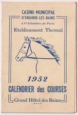 Enghien Casino Horse Racing Calendar Card Grand Hôtel des Bains Spa France 1952