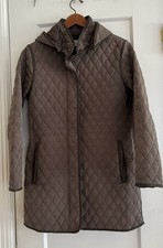 Garnet Hill Quilted Coat Mid- Weight Size 6 Light Brown Full Zip