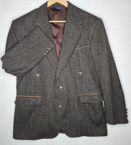 Pendleton Chaqueta Blazer Para Hombre Traje Occidental Abrigo Deportivo Vaquero Lana Tweed 42 Marrón