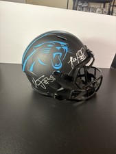 Luke Kuechly & Thomas Davis Signed  F/S Rep Black Lunar Helmet Panthers Rare BAS