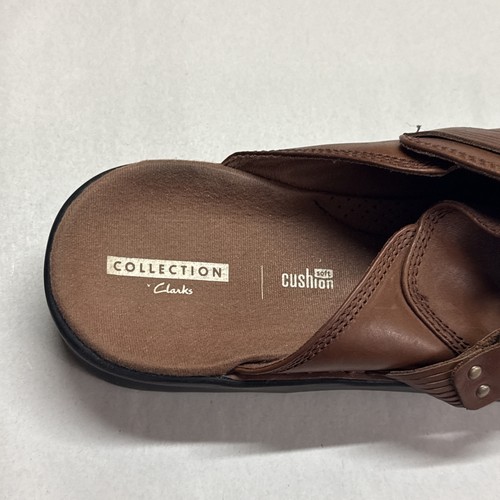 Zoccoli Clarks Patty Lorene in pelle marrone plantare morbido imbottito 11 M scarpe scivoli - Foto 6 di 11