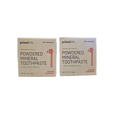 2X Primal Life Organics Powdered Mineral Toothpaste Polished Peppermint 1oz Each