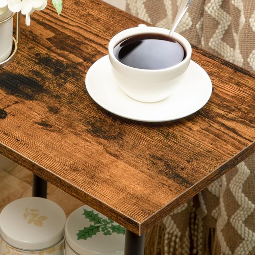 Rustic Brown & Black End Table with Charging Station - 2-Layer Storage Solution - Picture 10 of 11