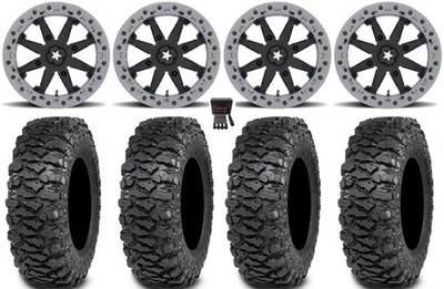 MSA Lok2 Beadlock 15'' Wheels Black 32'' Savage XT Sticky Tires Can-Am Defender