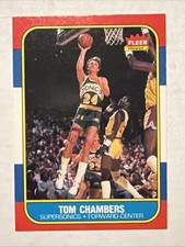 1986-87 Fleer Basketball Rookie Card RC Tom Chambers #15 Seattle SuperSonics NM. rookie card picture