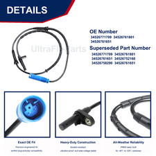 Rear Abs Wheel Speed Sensor Set For Bmw 7 Series E65 E66 745i 750li Alpina B7