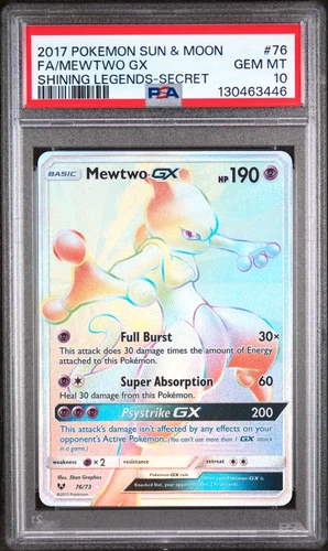 2017 POKEMON FA/MEWTWO GX-SECRET SUN & MOON SHINING LEGENDS #76 PSA 10