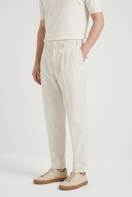 BRUNELLO CUCINELLI MEN'S LIGHT BEIGE PLEATED TROUSERS MSRP $1315