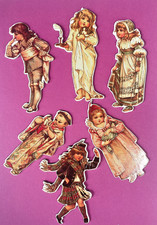 Vintage Victorian Children Christmas Hanging Decorations Die Cut Merrimack 80's