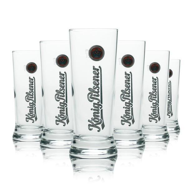 6X KöNig Pilsener Glas 0,2L Bier Pokal Stange Pilsener GläSer Brauerei Gastro-image