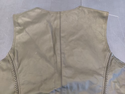 Black Leather Motorcycle Vest - Side Laced, Concealed Carry Pocket - Men's 6XL - Picture 12 of 13