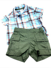 Carter's Baby Outift Size 3m Boys Matching 2pc Set Top Shorts Buttons Collared