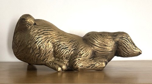 Vintage Solid Brass Sleeping Bunny Rabbit Shelf Sitter Figurine - Picture 13 of 16