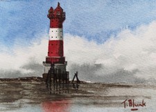 ORIGINAL AQUARELL -  Leuchtturm Arngast.
