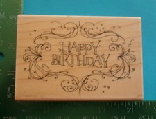 Inkadinkado HAPPY BIRTHDAY FLOURISH Rubber Stamp