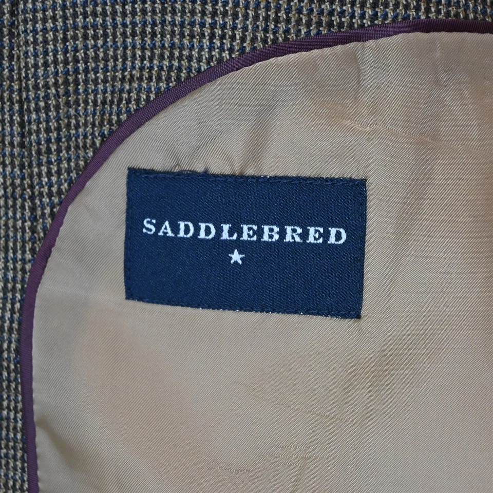 Saddlebred 50R Brown Nailshead 100% Wool Tweed Mens Blazer Sport Coat - Image 4 of 4