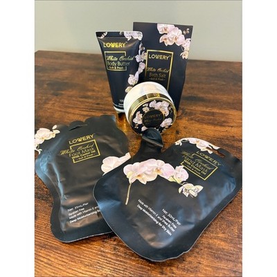 Lovery White Orchid Bath & Body Set - Foot & Hand Mask, Lotion, Butter, Salt