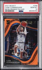 2021 PANINI SELECT NEON ORANGE PULSAR #288 CADE CUNNINGHAM 8/15 PSA 10