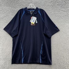 Adidas Polo Shirt Mens 2XL Navy ClimaCool Zip Casual Golf Performance